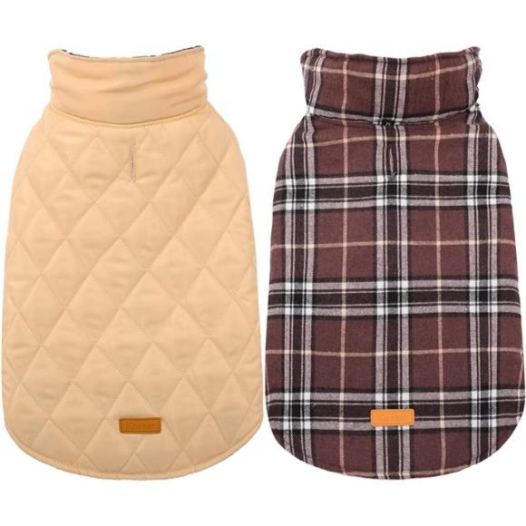 NEW - Winter Dog Coat, Reversible Jacket Waterproof British Style Dog Clothes - Picture 1 of 6